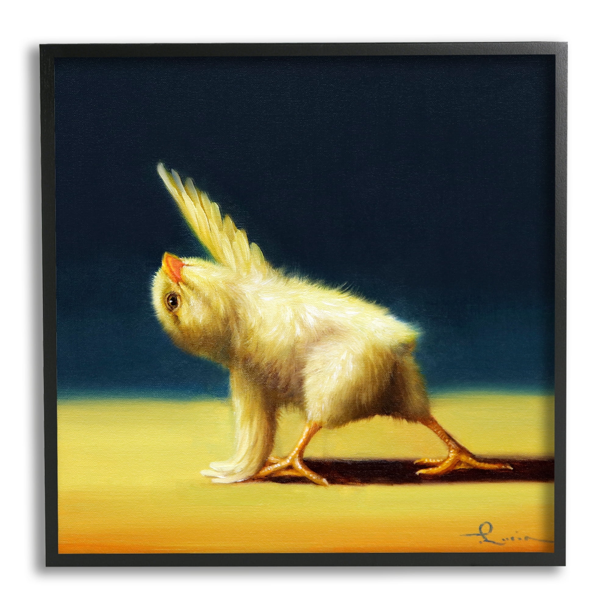 Stupell Indtries Detailed Stretching Yoga Chick Bird Painting Framed Wall Art, 24 x 24, Design by Lucia Heffernan