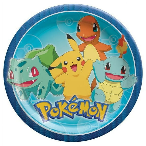 Amscan Pokemon Party Plates, Paper Multicolor, 9", (8 Pack)