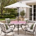 thumbnail image 2 of Round Outdoor Tablecloth with Umbrella Hole and Zipper, Vintage Blush Pink Tablecloth with Elastic Waterproof, Farmhouse Florals Leaf Coastal Home Patio Table Covers for 55" - 60" Picnic Pool Tables, 2 of 9
