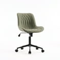 thumbnail image 6 of YOUNIKE Upholstered Desk Chair, Armless Computer Chair with Wheels，Modern Faux Leather Office Chair，Adjustable Swivel Rolling Chair，Adjustable Height，Suitable for Office, Home, Olive Green, 6 of 15