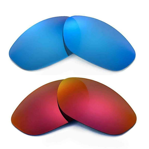 Walleva 2 Paris Polarized Replacement Lenses for Oakley Hatchet Wire Sunglasses-Fire Red   Ice Blue