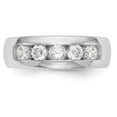 thumbnail image 4 of Solid 14K White Gold Five Stone Diamond Channel Set Wedding Band Ring Size 8.5 (.765 cttw.), 4 of 8