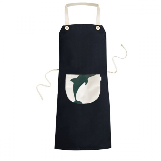 Blue Ocean Docile Friendly Dolphin Apron Bib Sarong Cooking Baking Kitchen Pocket Pinafore