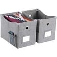 thumbnail image 1 of Office Document Box, Linen File Box With Metal Slide, Hanging File Organizer, Decorative Storage Boxes,Foldable Folder Storage Box, Desktop File Rack, Mass Storage Box -2 Piece Gray, 1 of 8