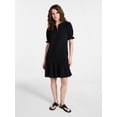 thumbnail image 5 of Time and Tru Women's Cotton Double Cloth Drop Waist Mini Dress with Puff Sleeves, Sizes XS-XXXL, 5 of 5