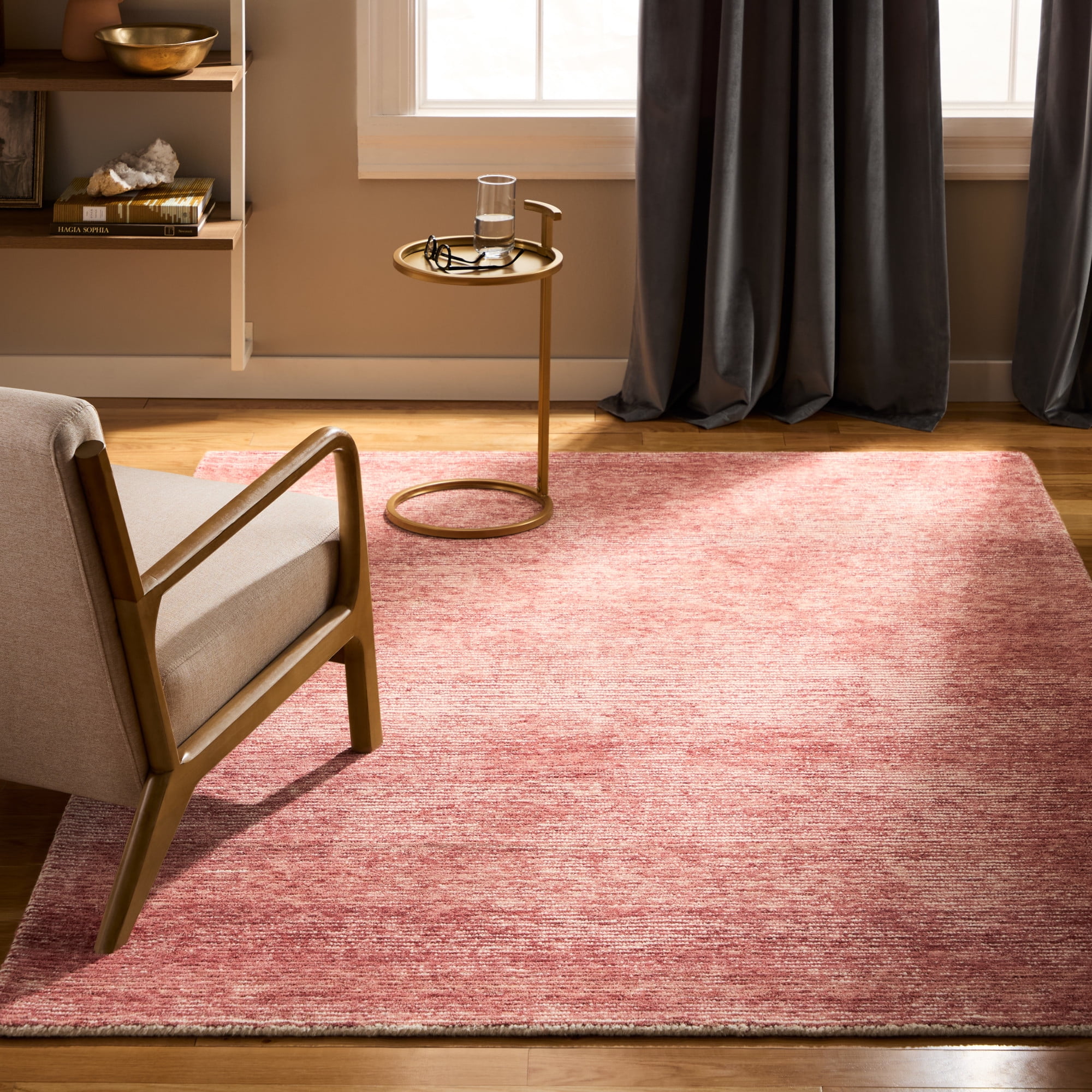 TOWN & COUNTRY LUXE Rita Ribbed Textured Hand Tufted 100% Wool Area Rug, Red/Ivory, 5'x7'