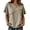 Khaki, variant on CAIVO Women Shirts Casual Blend Short Sleeve Crew Neck Tops Loose Relaxed O-Neck Solid Color Vacation Shirts