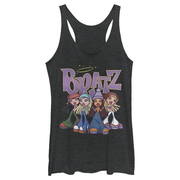 Women's Bratz Original Favorites Racerback Tank Top Black Heather Large