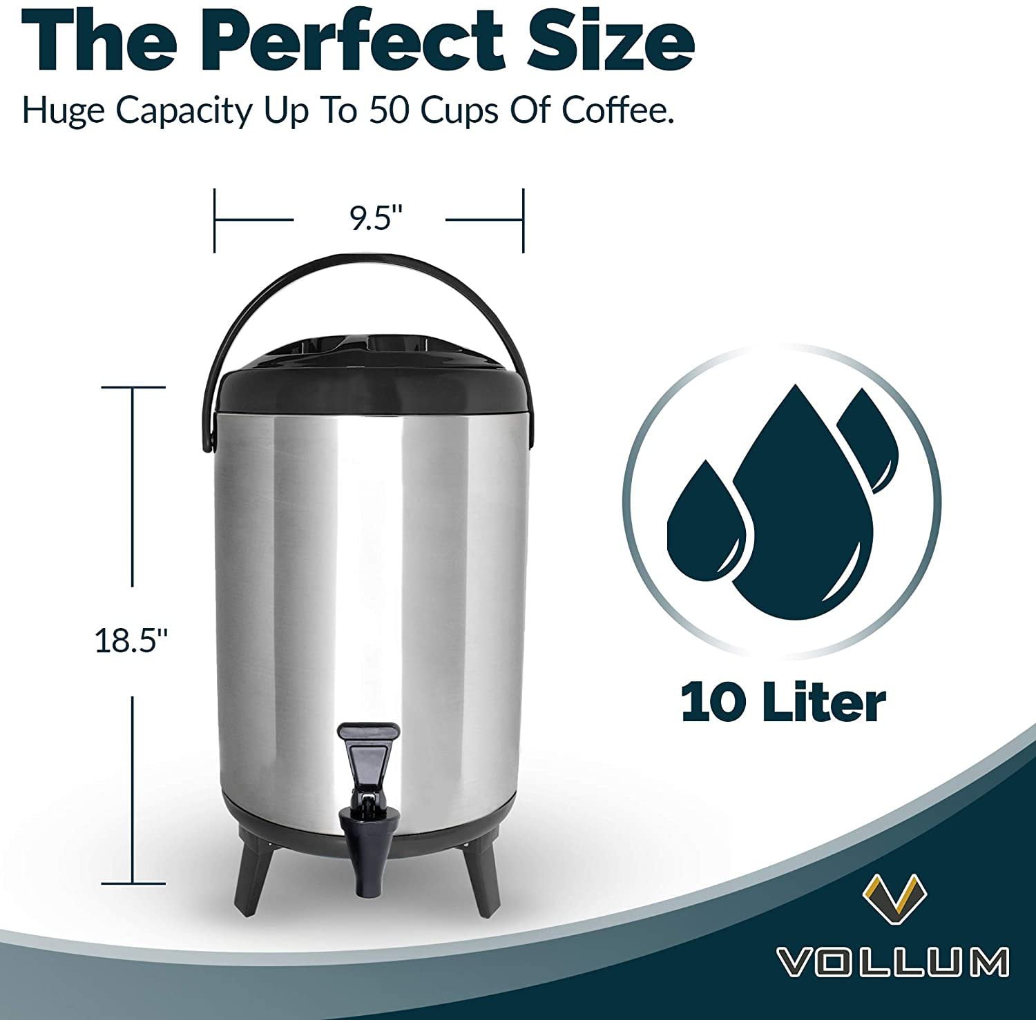 Hot Beverage Dispenser- Extra Large, 88 liters (23 gal). All Stainless  Steel