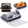 thumbnail image 1 of Lttoisl HFSAZJ Stainless Steel Air Fryer Baking Pan with Silicone Handles & Rack, Durable Frying Accessories Replacement, Non-Stick Roasting Basket for Ninja AF400EU AF451EU AF500EU DZ400EU, 1 of 8