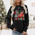 thumbnail image 4 of Sudadera Camisas gráficas navideñas Mujer Jerseys navideños informales sueltos Top Ygjytge Negro T S para Mujer, 4 of 7