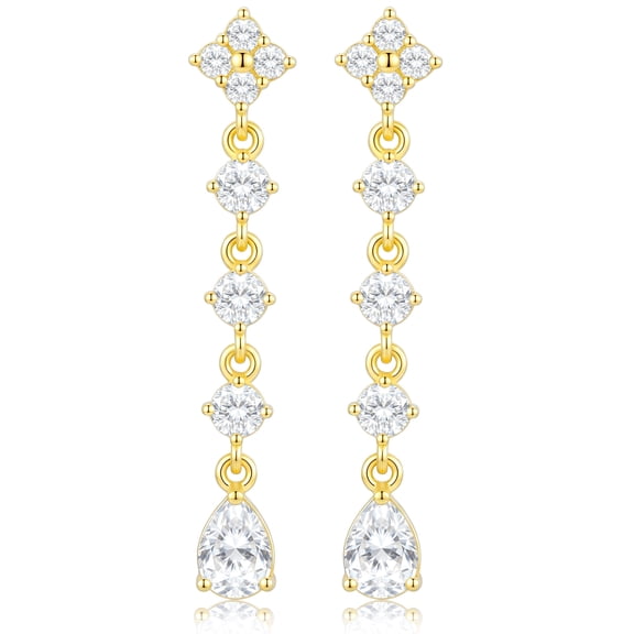 APSVO 18K Gold Plated Drop Earrings for Women CZ Lightweight Hypoallergenic Post Dangle Earrings Wedding Birthday Mothers Day Jewelry Gifts Teen Mom Bride Bridesmaid Girlfriend Wife Age