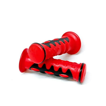 Krator Red Motorcycle Rubber Hand Grips 7/8