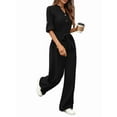 thumbnail image 3 of Womens Jumpsuits Long Sleeve V Neck Dressy Casual Wide Leg Pants Romper 2025 Autumn Outfits, 3 of 9
