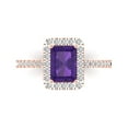 thumbnail image 2 of 1.86ct emerald cut purple natural amethyst 14k rose gold halo Bridal Wedding Engagement Promise Anniversary Ring for Women size 5.75, 2 of 7
