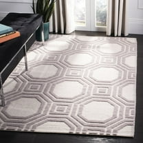 SAFAVIEH Martha Stewart Catrine Geometric Wool Area Rug, Ivory/Purple, 4' x 6'