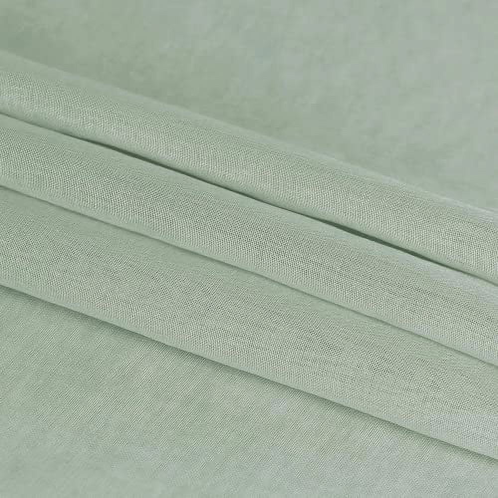 DWCN Sheer Faux Linen Curtains Contemporary Bean Green Solid Print Rod Pocket, 36” x 36” (2 Panels)