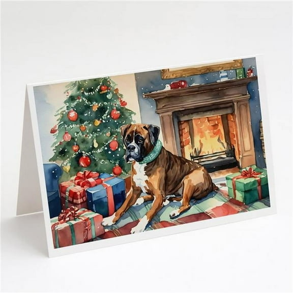 Fawn Boxer Christmas Greeting Cards and Envelopes Pack of 8 7 in x 5 in