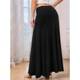 thumbnail image 3 of Women'S Casual Mid Long Skirts Stretchy Ultra-Soft Flowy Maxi Formal Skirts High Waist Lounge Skirts for Women Black XL, 3 of 5