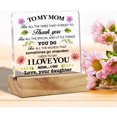 thumbnail image 4 of Mother Gifts Mom Gift From Daughter Mom Thank You Desk Decor Floral Mom I Love You Acrylic Desk Plaque Sign with Wood Stand Home Office Desk Sign Keepsake, 4 of 6