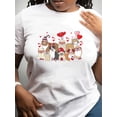 thumbnail image 1 of Camiseta de San Valentín para mujer, con estampado animal, cuello redondo, tejido informal ligeramente elástico, ideal para vacaciones, estampado geométrico, ideal para el tiempo libre., 1 of 7