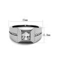thumbnail image 2 of Men's Stainless Steel 316 Cushion Cut Cubic Zirconia Flush Setting Ring Size 11, 2 of 5
