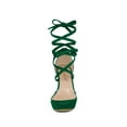 thumbnail image 6 of BLISSFUL STEP Women's Clear Strap Platform Lace up Block Heel Sandals Dark Green 10, 6 of 8
