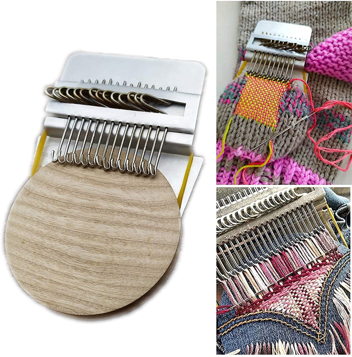 Darning Mini Loom Machine DIY Loom Weaving Tools for Beginners for Mending Jeans Socks Clothes Small Loom-Speedweve Type Weave Tool Wooden Weaving Frame Loom