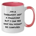 thumbnail image 2 of Therapist Humor Gifts: I'm A Therapist Not A Magician Funny Two Tone Coffee Mugs for Graduation Celebrations - Gifts from Family or Friends for New Therapist, 2 of 5