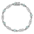 thumbnail image 5 of Sterling Silver Bracelet Gemstones March Women's Diamond 5 mm 7 in Aquamarine, 5 of 6