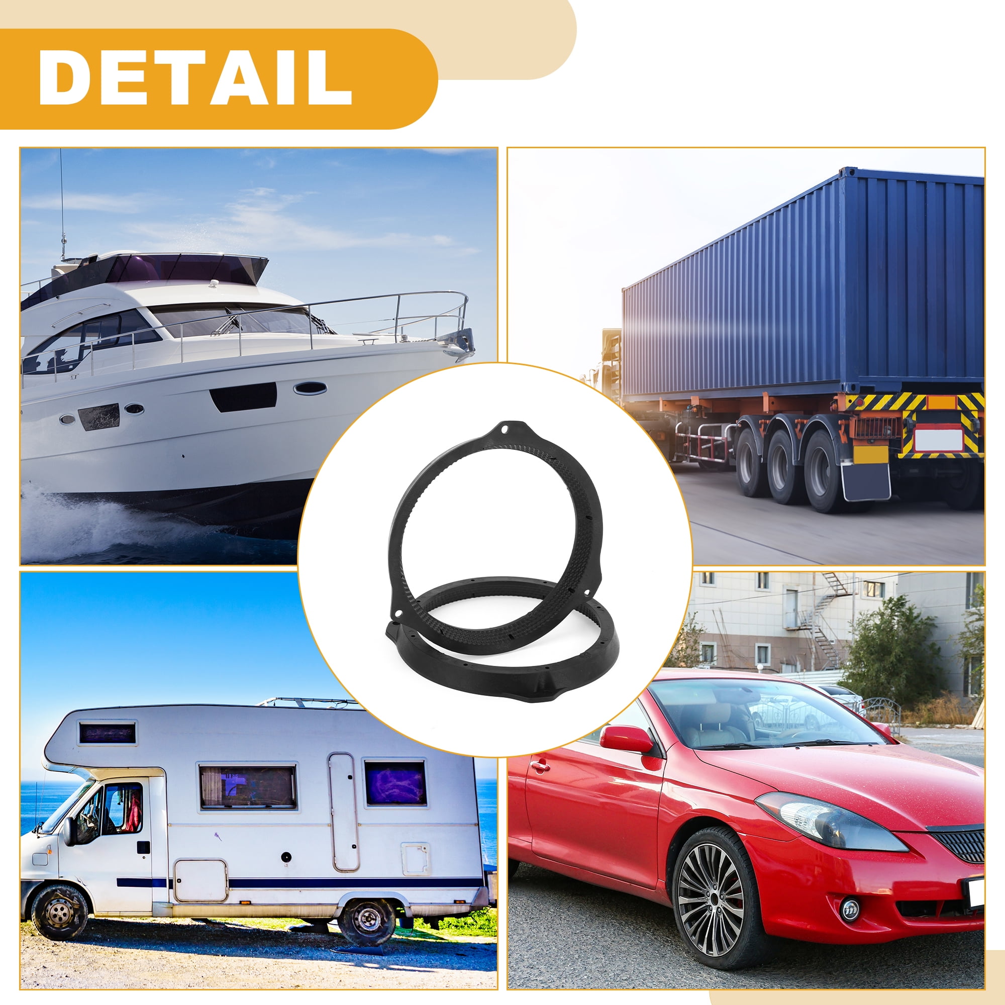 Unique Bargains Speaker Spacer Ring Tweeter Adapter for Ford ABS Black Waterproof