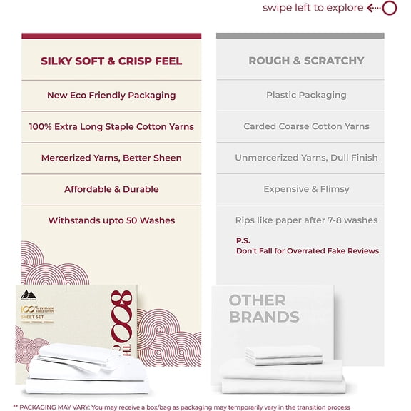 Egyptian Cotton Sheets Queen Size - High Thread Count Sateen Weave Bedding Set (4 PC, Bright White), 16 Deep Pocket Cooling Silky Soft