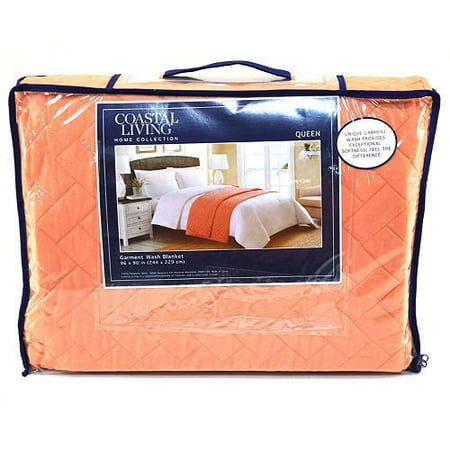 Coastal Living Home Collection Garment Wash Blanket In Coral, (Best Way To Wash Blankets)
