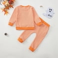 thumbnail image 4 of TOWED22 Toddler Baby Boy Halloween Outfit Pumpkin Truck Crewneck Sweatshirt Long Sleeve Shirt Plaid Pants Set Fall Clothes,Orange,2-3 Y, 4 of 7