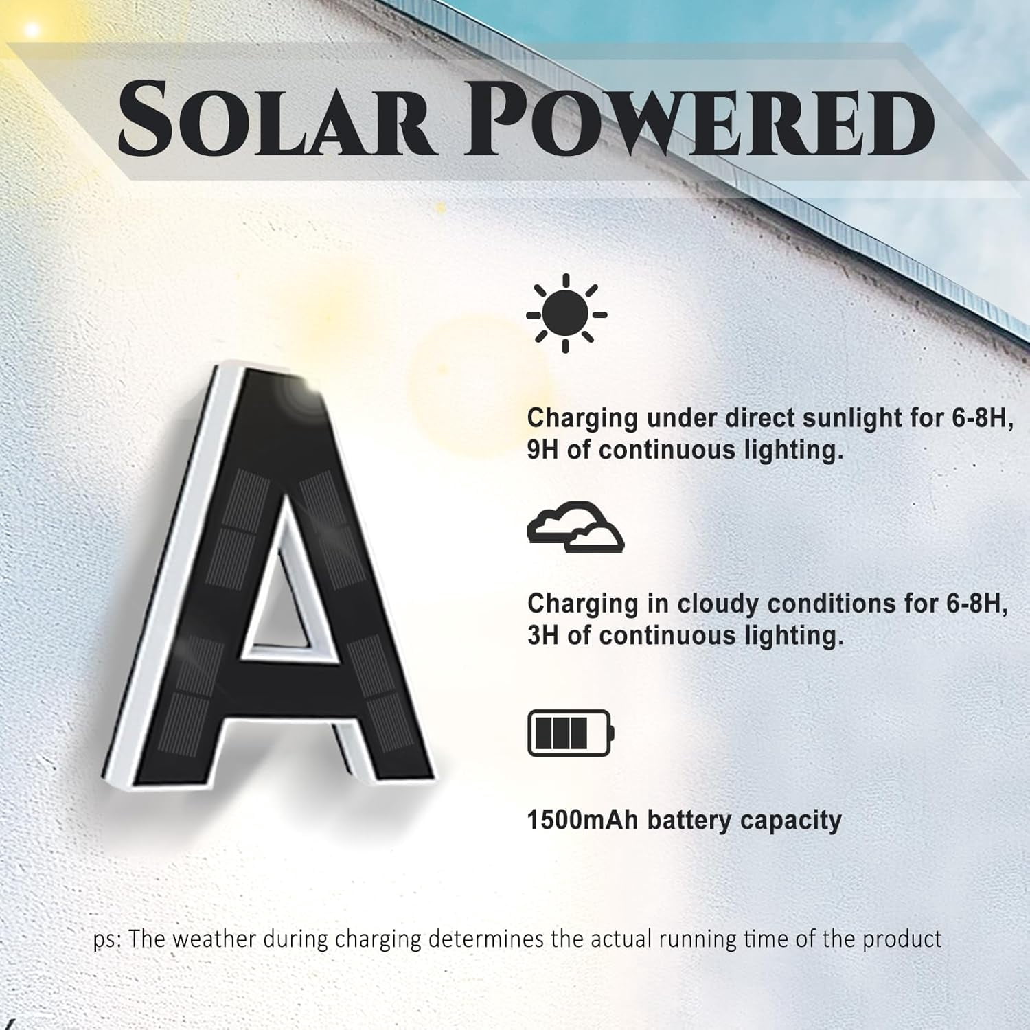 Yippzo 9" Solar Powered House Numbers for Outside Light Up, Large Exterior Illuminated Number Plate for Door, Home, Apartment, Mailbox