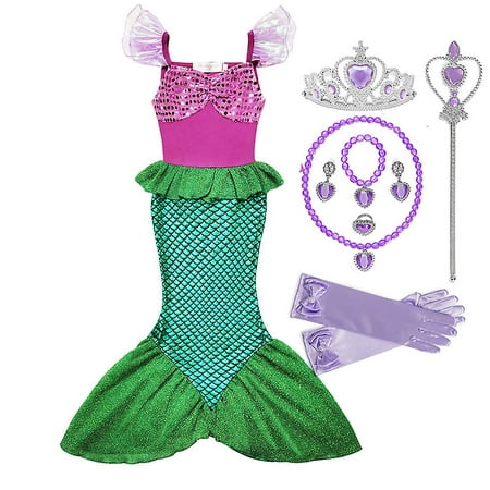 Transparant Mus Actuator Meisje Prinses Kleine Zeemeermin Ariel Dress Kids Cosplay Charm Kostuum  Kinderen Carnaval Verjaardag Kleren Zomer Jurk Meisjes-4T-8PCS Mermaid Set  K | Walmart Canada