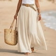 thumbnail image 2 of Vynhevius Womens Solid Belted Skirt Elastic Waist Flowy Casual Maxi, 2 of 5