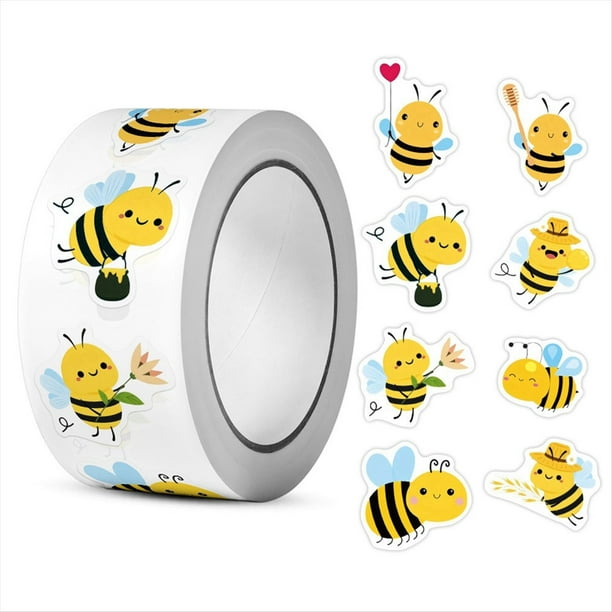 Rollo de Pegatinas de Abejas: 500 Pegatinas Lindas de Abejas para Guarderías, , Material de Oficina y Manualidades