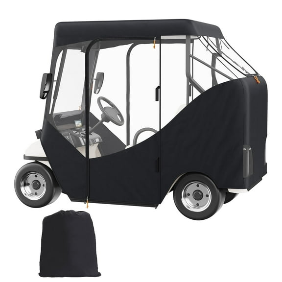 KFFKFF 2 Passenger Golf Cart Cover Waterproof Driving Enclosure 600D Polyester