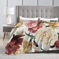 thumbnail image 2 of Roses Floral Bed Blanket Ultra Soft Watercolor Florwers Throw Blanket All Season Warm Light Weight Cozy Plush Blankets for Home Bedroom Sofa Chair Travel, 30"X40", 2 of 6