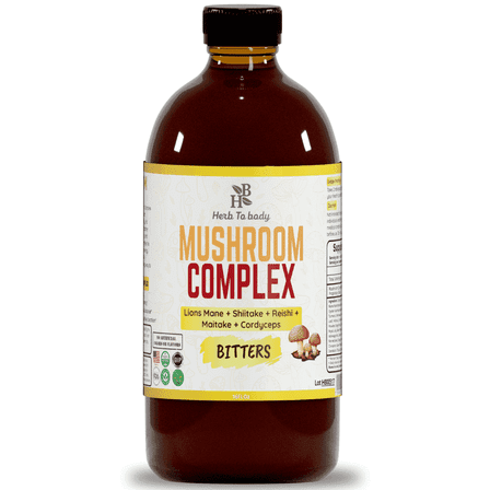 Herb to Body Mushroom Bitters Liquid Herbal Mushroom Blend - Non-GMO, Gluten-Free & Vegan, Perfect for Culinary Creations & Herbal Blends Wildcrafted 16 fl oz