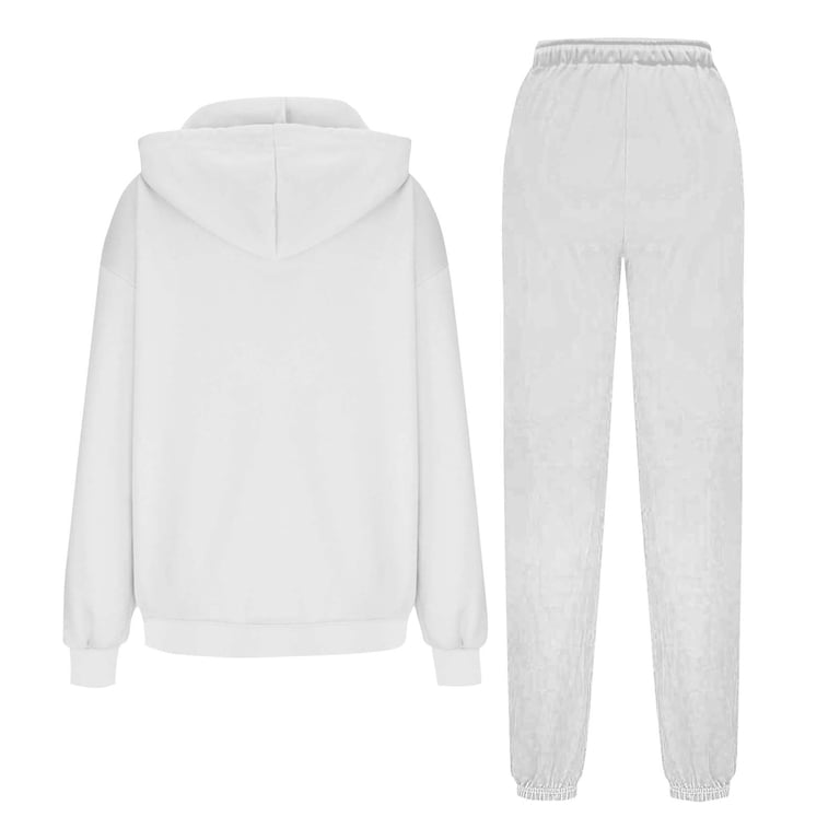 Women's Plus Size 2 Piece Sets, Long Sleeve Pullover Hoodie and