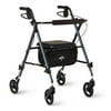 Medline Superlight Folding Aluminum Mobility Rollator Walker, Smoky Blue
