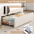 thumbnail image 3 of Homfa Twin Size Bed Frame with Storage Drawer and Charging Station, LED Bed Frame with Crystal-Button Tufted Headboard, Beige, 3 of 8