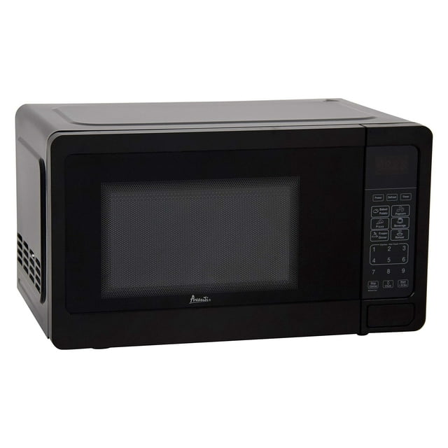 Avanti MT7V1B Horno microondas compacto de 700 vatios con 6 configuraciones de precocción, descongelación rápida, panel de control electrónico y plato giratorio de vidrio, negro