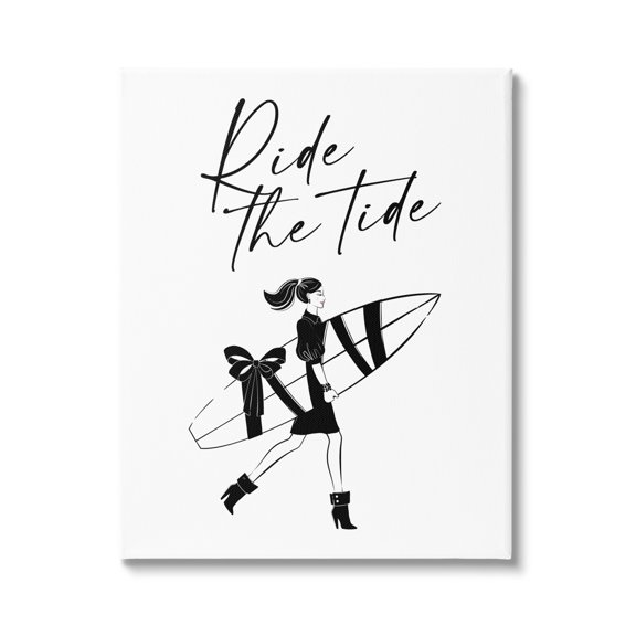 Stupell Industries Ride The Tide Surf Paddle Board Gift Illustration,16 x 20, Design by Martina Pavlova