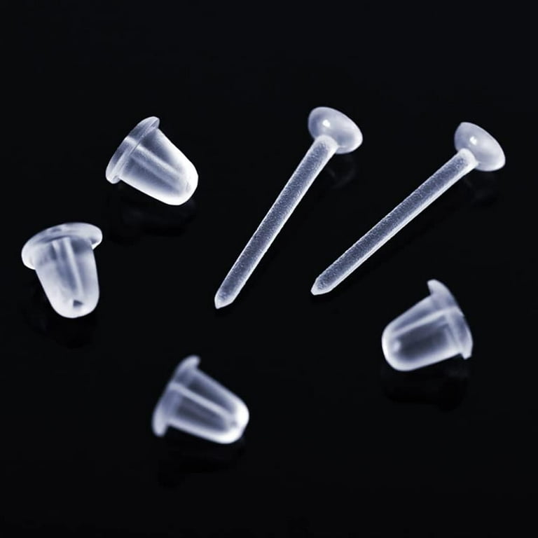 BEADNOVA Plastic Clear Earrings for Sports Clear Ear Studs for Work  Invisible Earrings Retainers Pierced Ear Protectors Rubber Earring Blank  Pins