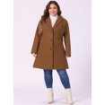 thumbnail image 3 of DARING DIVA Women's Plus Size Elegant Notched Lapel Trench Coat 4X Dark Brown, 3 of 6