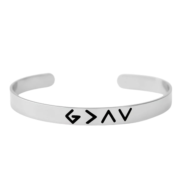 Acero inoxidable en forma de C pulsera ajustable Unisex Diseño "Dios es más grande" Joyería de moda