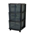 thumbnail image 1 of Homz 25" Black Tall Solid Plastic 3 Drawer Wheeled Home Storage Organizer Cart, 1 of 12